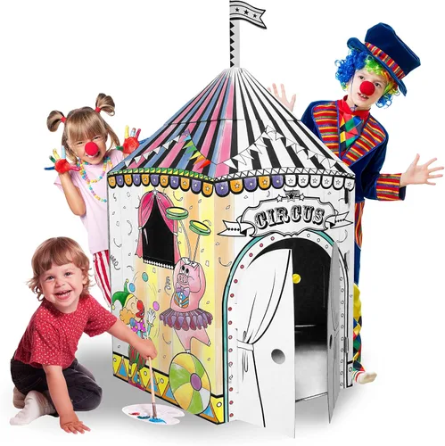 Miniatura 4 de Adventure Awaits! Casa de juegos de circo de cartón para niños, colorea, dibuja y personaliza, ideal para el tiempo de juego y el tiempo de artes