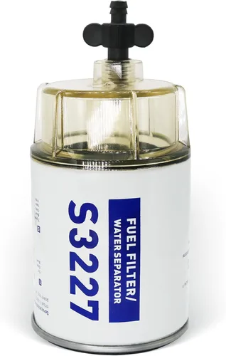 S3227 Filtro de combustible Separador de agua con cuenco transparente compatible con motor fueraborda marino Mercury 10 micrones Reemplaza# 9-37882,