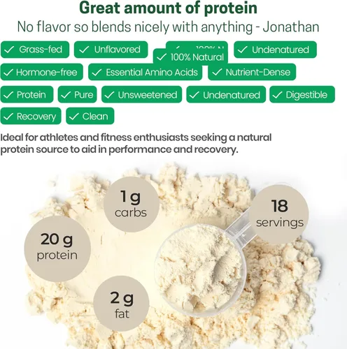 Miniatura 5 de Z Natural Foods Concentrado de proteína de suero alimentado con pasto - Polvo de proteína de suero limpio de Nueva Zelanda - Proteína de suero pura