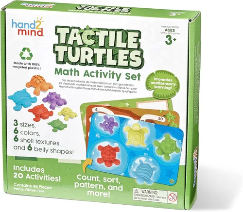 hand2mind Conjunto de Actividad Matemática de Tortugas Táctiles, Números y Conteo para Niños Pequeños, Contadores Matemáticos para Niños, Juguetes