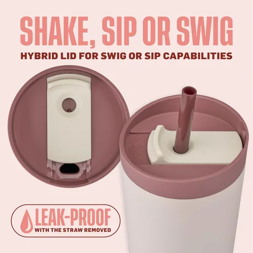 Miniatura 2 de BlenderBottle Vaso coctelero aislado 2 en 1 de acero inoxidable, tapa a prueba de fugas, pajita, BlenderBall, sin BPA, para batidos de proteínas