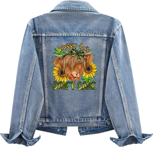 Miniatura 9 de 20 hojas de calcomanías para planchar para camisetas, parches de transferencia de calor, adhesivos de vinilo lavables con diseño de vaca, decoración