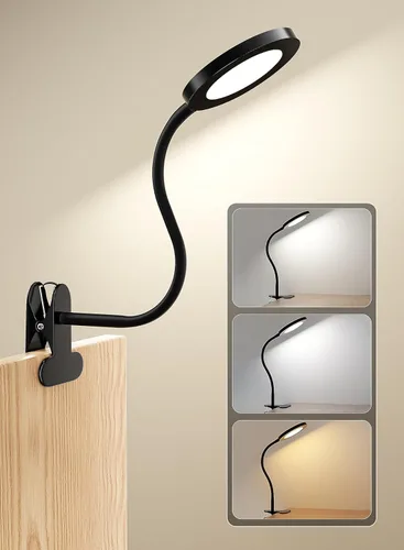 Luces de lectura infinitas regulables para libros en cabecero de cama, lámpara de lectura con clip de control táctil de 450 lúmenes, cuidado de los