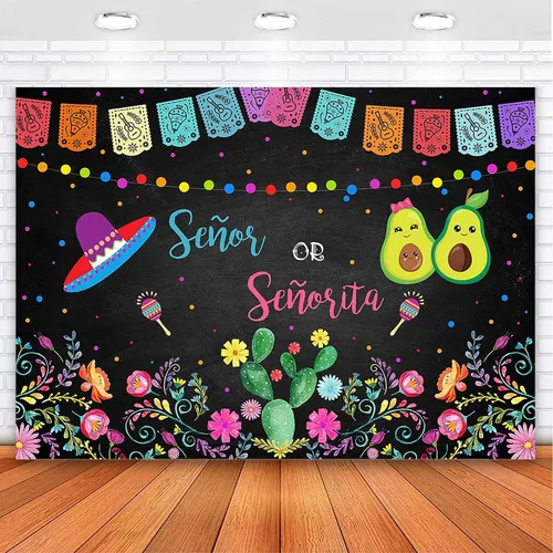 Avezano Fondo para fiesta de revelación de género Señor o Señorita niño o niña, baby shower, fiesta, fotografía, fondo de aguacate mexicano para él