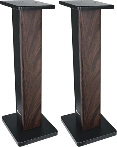 Miniatura 4 de Rockville Par de soportes para altavoces de estantería RHT28D de 28 pulgadas, grano de madera oscura, capacidad de 60 libras, diseño rellenable