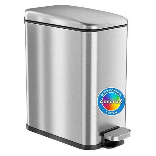 Miniatura 11 de iTouchless SoftStep Cubo de basura de baño con pedal delgado de 1.32 galones con filtro de olor AbsorbX y cubo interior extraíble, a prueba