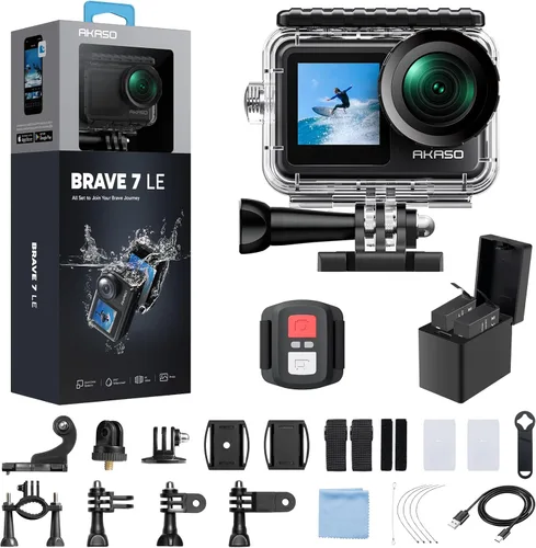 Miniatura 11 de AKASO Brave 7 LE 4K30fps Cámara de acción con 64 GB MicroSDXC U3 Tarjeta de Memoria Kit de Accesorios Paquete Ultra HD 131FT Cámara impermeable EIS
