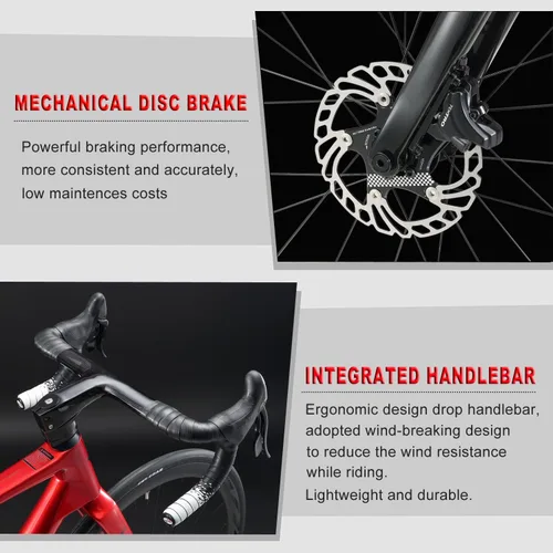 Miniatura 6 de KABON Bicicleta de carretera de carbono completo, 700C marco de fibra de carbono bicicleta de carretera con 105 R7000 22 velocidades freno de disco