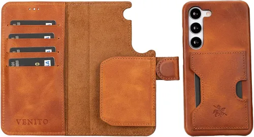 Miniatura 23 de Venito Florence - Funda de piel compatible con Samsung Galaxy S9, extra segura con bloqueo RFID, cartera desmontable para teléfono (gris decolorado)