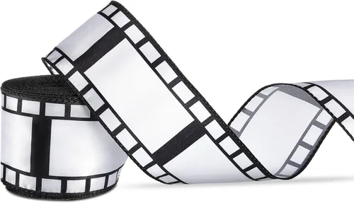 Chivao 1 rollo de cinta de cinta con alambre para decoración de fiesta de película de 2.5 pulgadas, 60 pies, rollo de borde de película en blanco y
