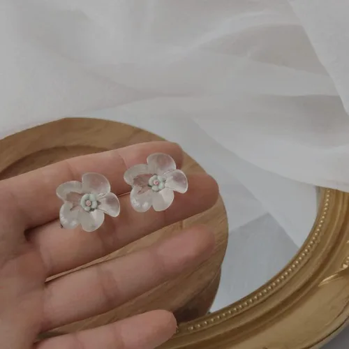 Miniatura 4 de 2 pares de aretes de resina de rosa transparente dulce para mujeres y niñas