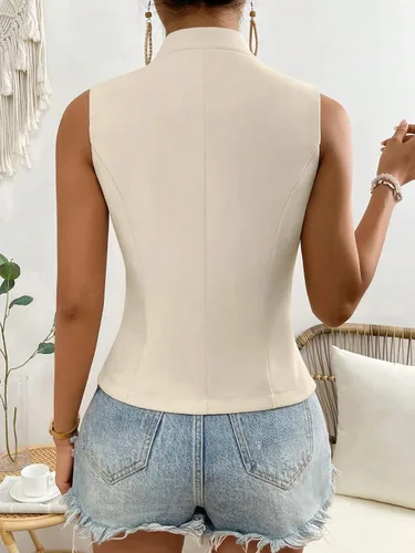 Miniatura 2 de SOLY HUX Women's Waistcoat Vest V Neck Sleeveless Button Front Summer Casual Blazer Jackets