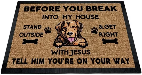 Miniatura 11 de Tapete de puerta con texto en inglés "Before You Break Into My House", tapete de goma para interiores y exteriores, tapete de goma para el suelo