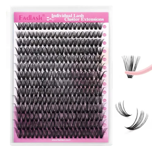 Miniatura 8 de FADLASH Racimos de pestañas Wispy 280 piezas, racimos de pestañas individuales de aspecto natural, rizado D 40D, racimos de pestañas suaves