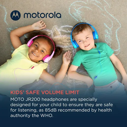 Miniatura 5 de Motorola Sound Moto JR200 - Auriculares para niños con micrófono, audífonos sobre la oreja para niños con límite de volumen seguro de 85 dB, divisor