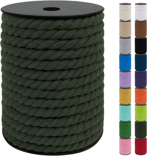Miniatura 39 de JeogYong Cordón de macramé de 8mm, cuerda de lana de macramé de algodón natural de 131 pies, cordón de algodón trenzado de 3 hebras, hilo de macramé