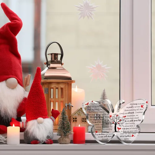 Miniatura 5 de Karenhi Regalos de Navidad cardenales rojos de 6 x 4 pulgadas, regalo conmemorativo de duelo por pérdida de un ser querido, decoraciones de Papá
