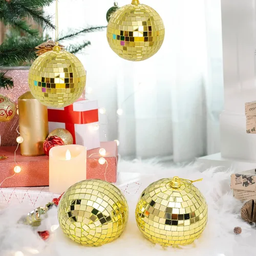 Miniatura 7 de 2 Piezas de Bolas de Espejo de Discoteca Bolas Colgantes para Efecto de Luz de DJ de Discoteca de los 50s 60s 70s Fiesta Decoración del Hogar