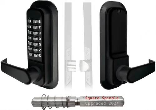 Miniatura 9 de JOUNJIP - Cerradura de puerta de entrada sin llave de doble cara - Cerradura mecánica a prueba de llaves de tope con manija de palanca