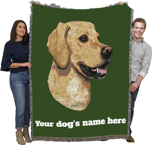 Miniatura 21 de Pure Country Weavers Golden Retriever - Manta tejida personalizada azul BG por Robert May - Manta de tapiz de algodón, fabricada en los Estados