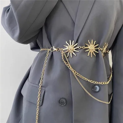 Miniatura 5 de Cadena de cintura, cinturones de cadena dorada para mujer, borlas largas ajustables, cadena para el vientre, accesorios de joyería