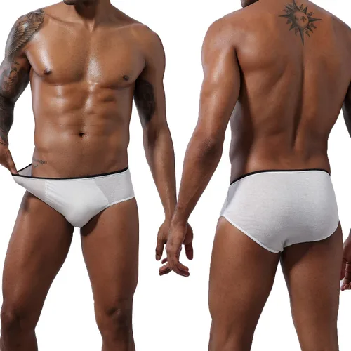 20 Packs Mens Cotton Disposable Underwear Panties Portable Briefs for Travel Fitness Hotel Spa Hospital Stays