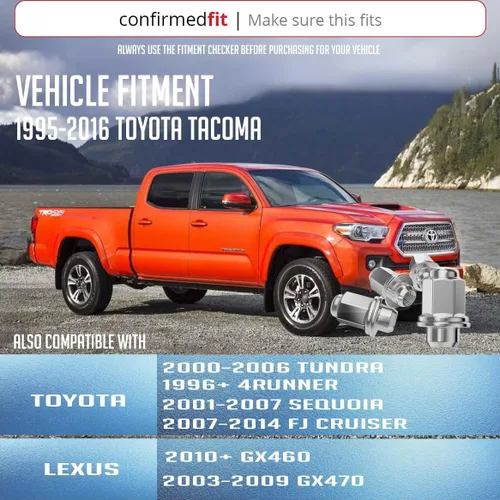 Miniatura 2 de Wheel Accessories Parts 24 tuercas de llanta M12x1.5 12x1.5 rosca OEM estilo fábrica 1.8" largo cromo 13/16" 0.827 in hexagonal para Toyota Tacoma