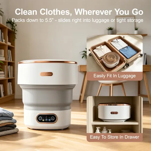 Miniatura 5 de Portable Washing Machine 20L, Foldable Mini Washer & Spin Dryer combo with 3 Modes, small laundry machine for RV, Camping, Dorm, Apartment, Travel