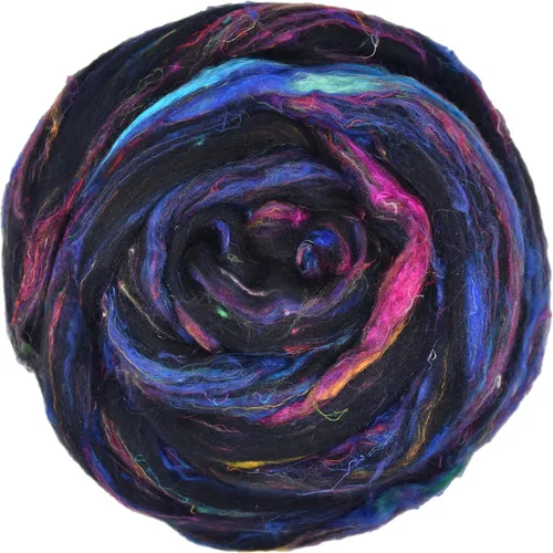 Miniatura 6 de Mezcla de fibra de seda merino y sari para hilado y fieltro. Top peinado súper suave., Taj Mahal