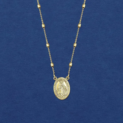 Miniatura 6 de Ross-Simons Italian 18kt Gold Over Sterling Miraculous Medal Beaded Station Necklace