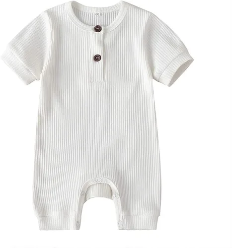 Miniatura 124 de Mameluco unisex de manga corta para bebé recién nacido, con botones, de una pieza, ropa de color sólido