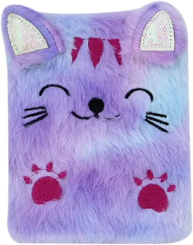Miniatura 10 de BOLLEY JOSS Lovely Animal Notebook Kids Plush Diary for Girls Women Teens Cute Cat Fuzzy Journal Writing Pad A6 Ruled 160 Pages