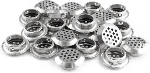 Miniatura 8 de 20 rejillas de ventilación circulares de 1 pulgada (0.984 in), rejilla de ventilación redonda de acero inoxidable para cocina, baño, gabinete, Blanco