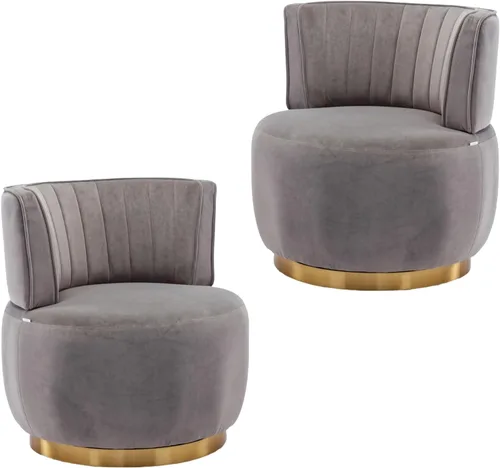 Miniatura 16 de Silla giratoria de terciopelo, sillón giratorio tapizado de 360 grados, moderno y cómodo sillón redondo para sala de estar pequeña, dormitorio
