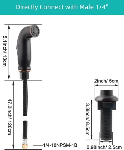 Miniatura 3 de Juego universal de accesorios de rociador/manguera/soporte para fregadero de cocina, rociador lateral de cocina compatible con grifo Moen/Delta