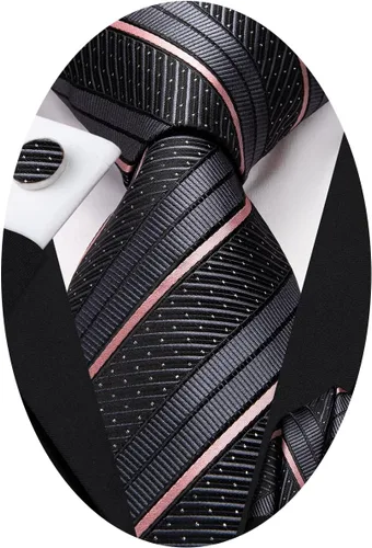 Miniatura 194 de Hi-Tie Corbatas de seda para hombre, diseño de cachemira a rayas, con bolsillo, gemelos cuadrados, conjunto formal de negocios