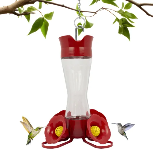 Perky-Pet 203CPBN Comedero de vidrio para colibríes al aire libre con posaderos, foso de hormigas, protectores de abejas - Paquete de 1