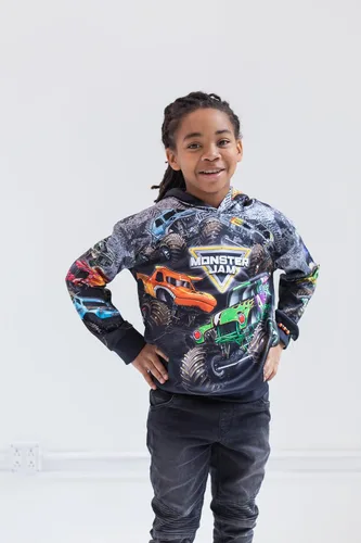 Miniatura 6 de Monster Jam Sudadera con capucha de forro polar para niños pequeños a grandes Grave Digger El Toro Loco Megalodon
