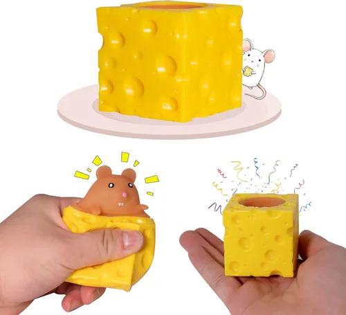 Miniatura 8 de Juguetes estrujables para el estrés, novedosos juguetes para apretar con queso, ratón, juguete para aliviar el estrés Blanco