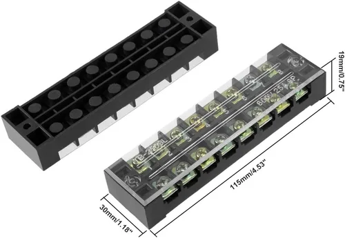 Miniatura 3 de uxcell 4 unids 8 posiciones filas dobles 600 V 25 A cable barrera bloque terminal tira TB-2508L