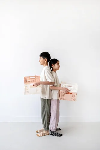 Miniatura 4 de 3 Sprouts Caja plegable de plástico reciclado, caja de almacenamiento plegable apilable para organización para adultos y niños, caja de plástico
