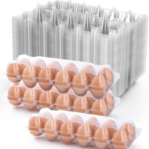 48 paquetes de cartones para huevos económicos a granel de 12 unidades, 1 docena de cartones para huevos transparentes y vacíos para huevos de