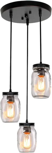 Miniatura 9 de Lámparas de tarro de masón: lámpara colgante de granja - Iluminación de isla de cocina de granja - Iluminación colgante ajustable para cocina sobre
