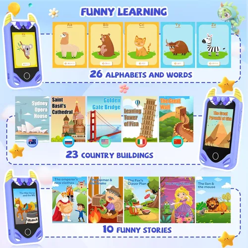 Miniatura 5 de Teléfono inteligente para niños - Regalo de cumpleaños de Navidad para niños de 3, 4, 5, 6 años, juguete para teléfono celular con pantalla táctil