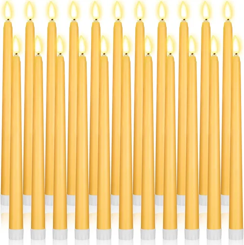 Miniatura 18 de Macarrie 24 Paquetes de Velas Cónicas Sin Llama Operadas con Batería Falsas de 11 Pulgadas de Largo Luz de Vela LED Sin Llama Parpadeantes Cónicas