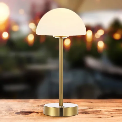 Miniatura 2 de JONATHAN Y Lámpara de mesa LED portátil recargable moderna de 12.5 pulgadas, latón/blanco, lámpara de acento táctil regulable inalámbrica