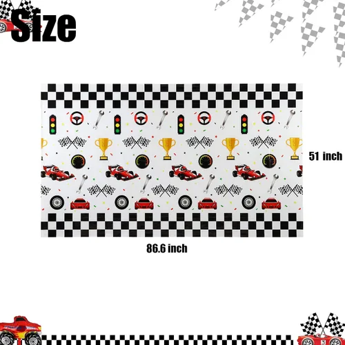 Miniatura 3 de 4 piezas de plástico para mesa de coche de carreras, suministros de decoración de fiesta temática de cumpleaños para niños