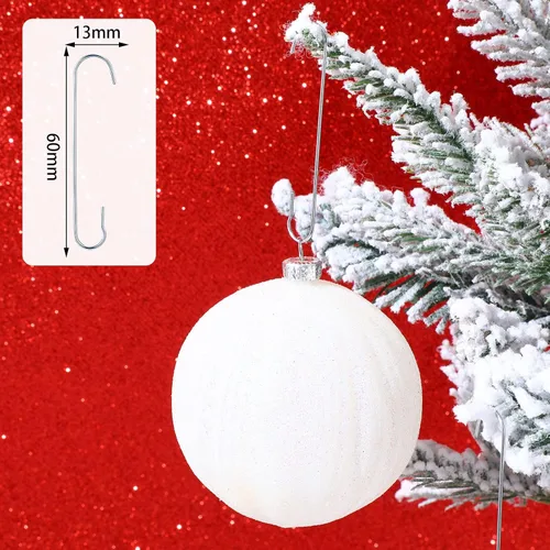 Miniatura 4 de Mixweer 120 ganchos de adorno de Navidad de 0.51 x 2.36 pulgadas en forma de C con caja de almacenamiento, ganchos de árbol de Navidad para Plata