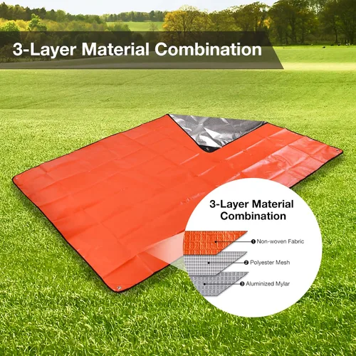 Miniatura 3 de RedSwing Paquete de 4 Mantas de Emergencia, Manta Térmica de Supervivencia Impermeable, Manta Reflectante Multiusos Aislada para Todo Clima