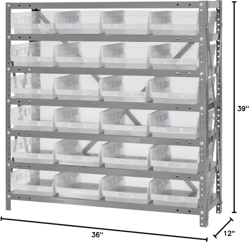 Miniatura 22 de Quantum QSBU-245BK Heavy Duty Shelving Unit with (7) Shelves and (24) QUS245 Black Bins for Garage Warehouse Storage Distribution 400 lb Load